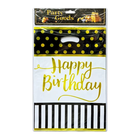 10-Pieces 30x21cm Happy Birthday Plastic Goodie Bags - Birthday Party Favor Bags