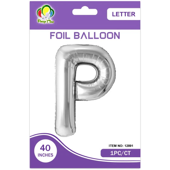 40″ Letter P Foil Balloon, Silver