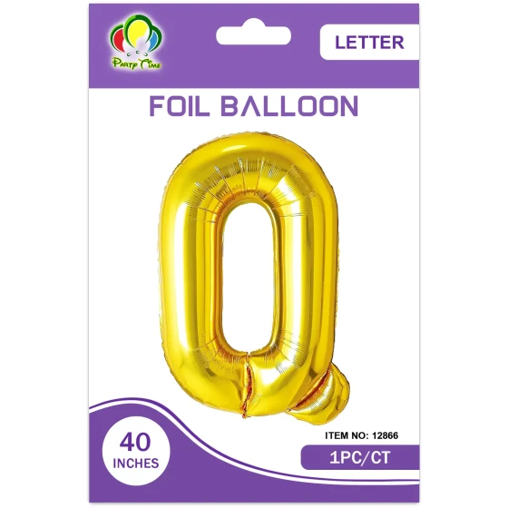 40″ Letter Q Foil Balloon, Gold