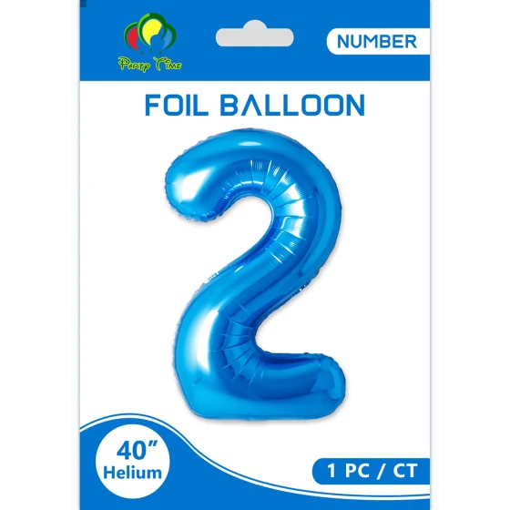 40″ Number 2 Foil Balloon, Blue