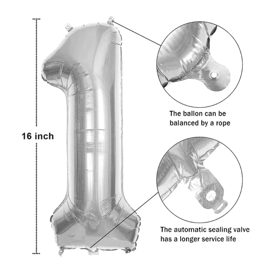 16″ Number 9 Foil Balloon, Silver