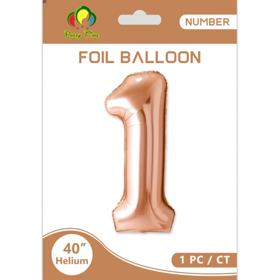 40″ Number 1 Foil Balloon, Rose Gold