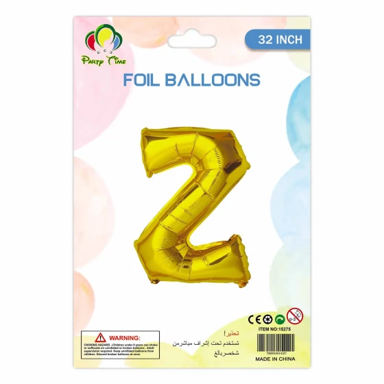 32″ Letter Z Foil Balloon, Gold