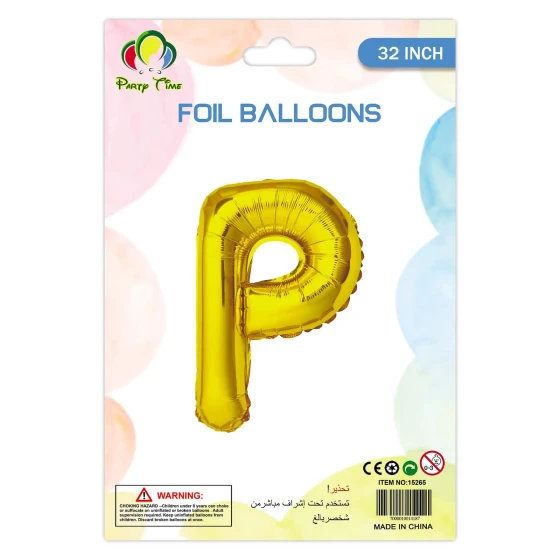 32″ Letter P Foil Balloon, Gold