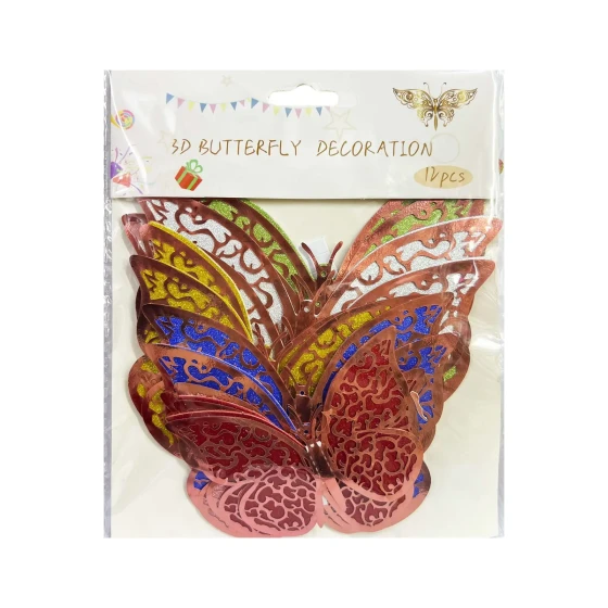 12pcs Set of 3D Butterfly Stickers - Butterfly Theme Party Decorations