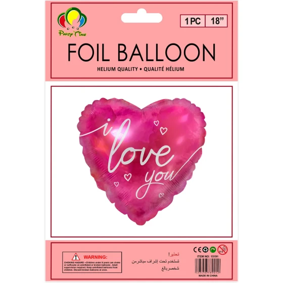1pc 18″ I Love You Heart Foil Balloon, Anniversary & Valentine’s Day Decoration