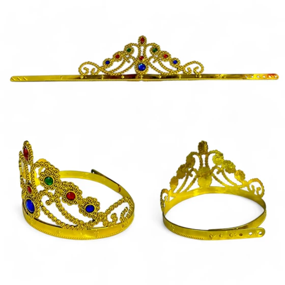 1pc Adjustable Jeweled Princess Crown, Costume Accessories - Gold