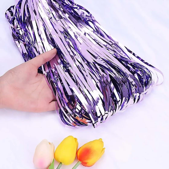 1mx2m Shiny Foil Fringe Curtain - Light Purple