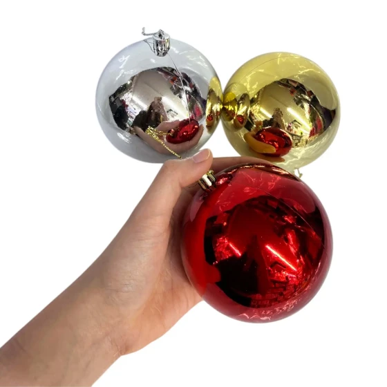 6pcs 10cm Silver Christmas Balls, Christmas Tree Ornaments