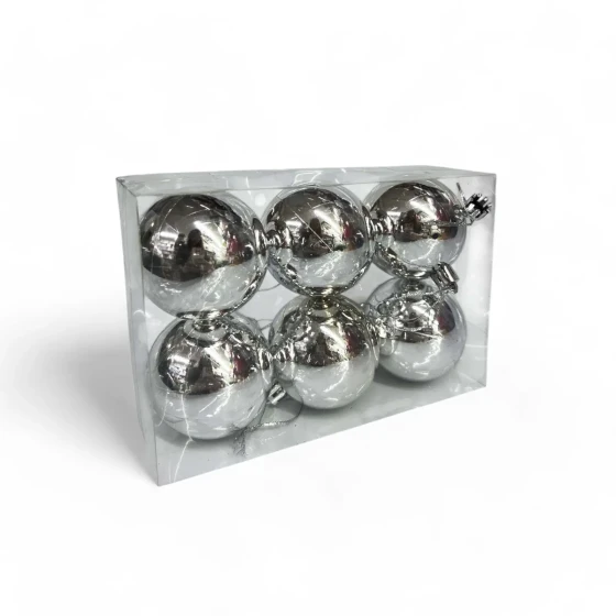 6pcs 6cm Silver Christmas Balls, Christmas Tree Ornaments