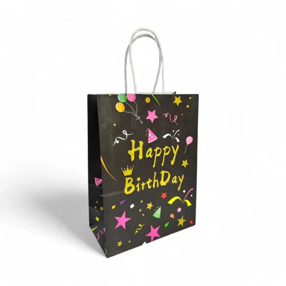 12-Pieces 22x15x8cm Happy Birthday Paper Bags - Birthday Party Favor Bags