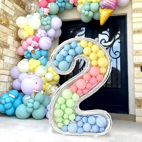 1pc 52″ Number 2 Foil Balloon Frame, Balloon Decorations