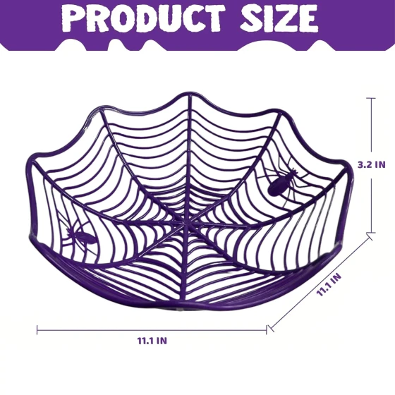 1pc Spider Web Basket Bowl, Halloween Trick or Treat Candy Holder - Purple