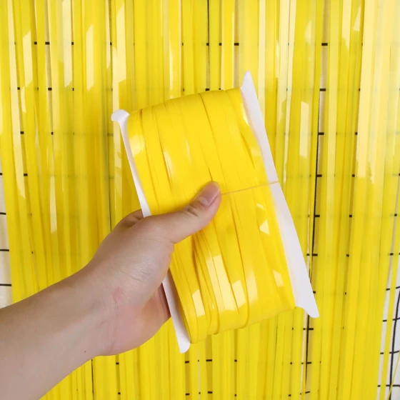 1mx2m Foil Fringe Curtain - Pastel Yellow