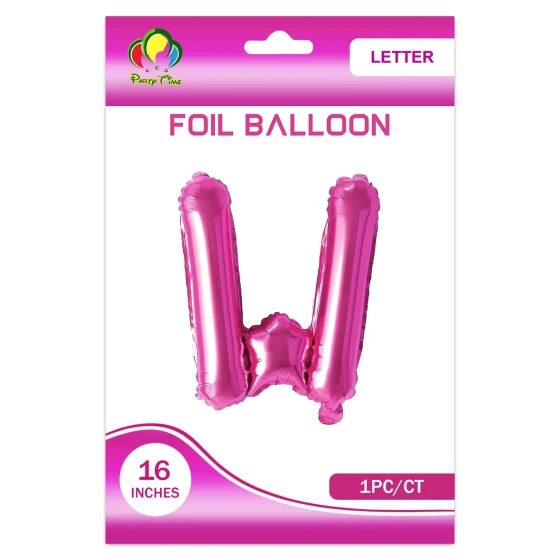 16″ Letter W Foil Balloon, Pink