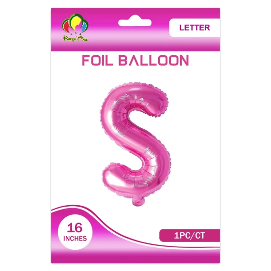 16″ Letter S Foil Balloon, Pink
