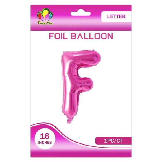 16″ Letter F Foil Balloon, Pink