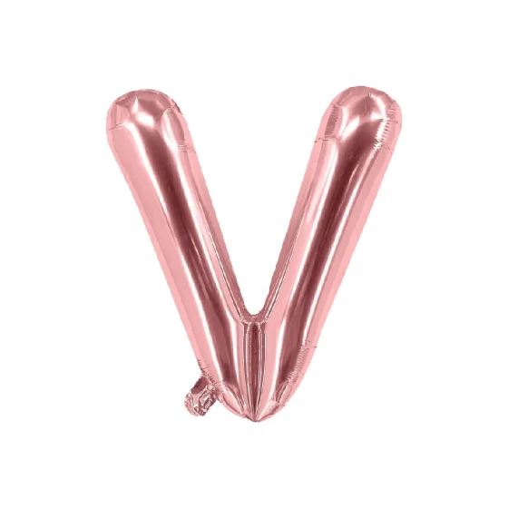 16″ Letter V Foil Balloon, Rose Gold