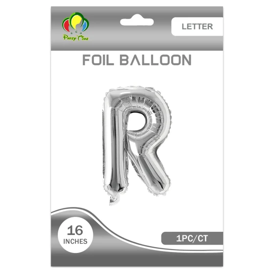 16″ Letter R Foil Balloon, Silver