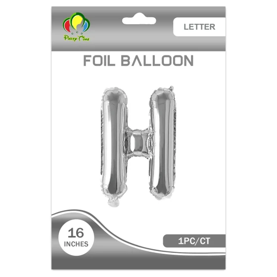 16″ Letter H Foil Balloon, Silver