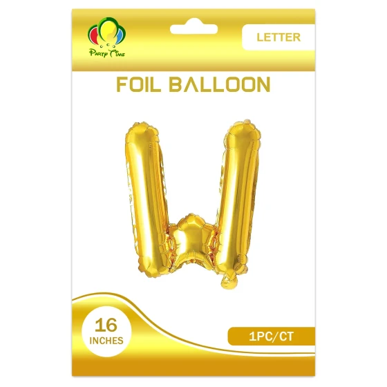 16″ Letter W Foil Balloon, Gold