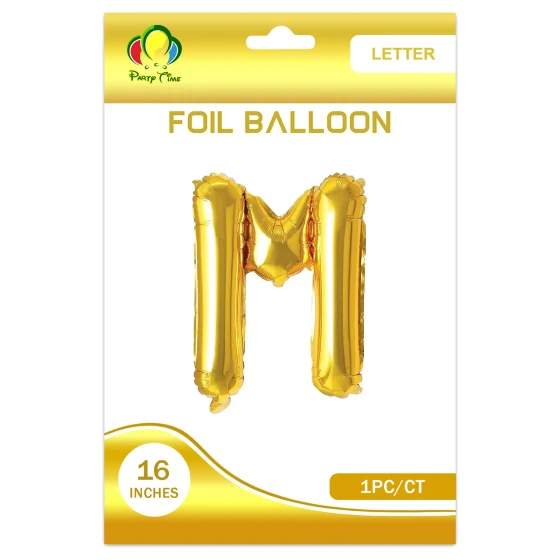 16″ Letter M Foil Balloon, Gold