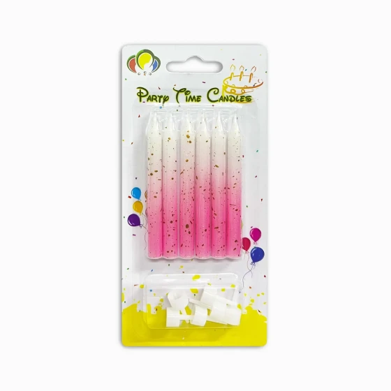 6pcs Gold Sprinkled Birthday Candles, Pink