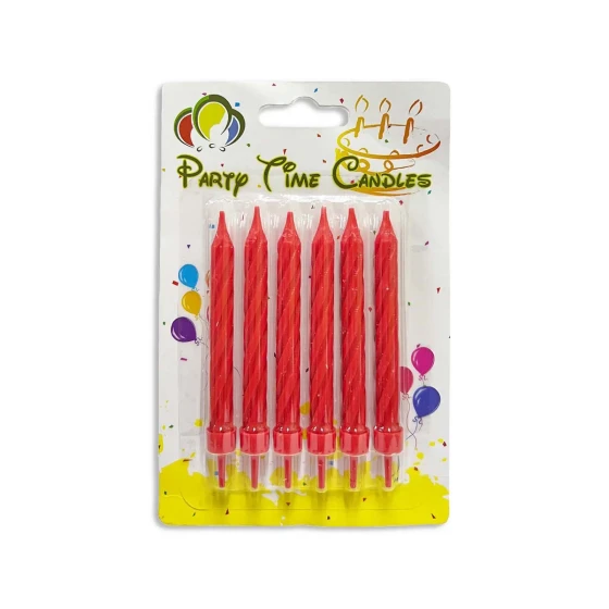 6pcs Spiral Birthday Candles, Red