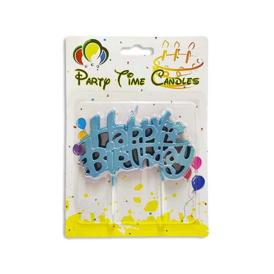 1pc Cursive Happy Birthday Candle, Cake Topper - Blue