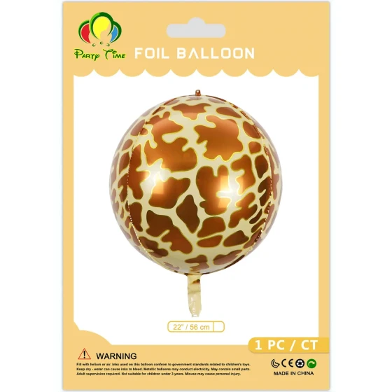 1-Piece 22″ Giraffe Orb Foil Balloon - Animal Balloon