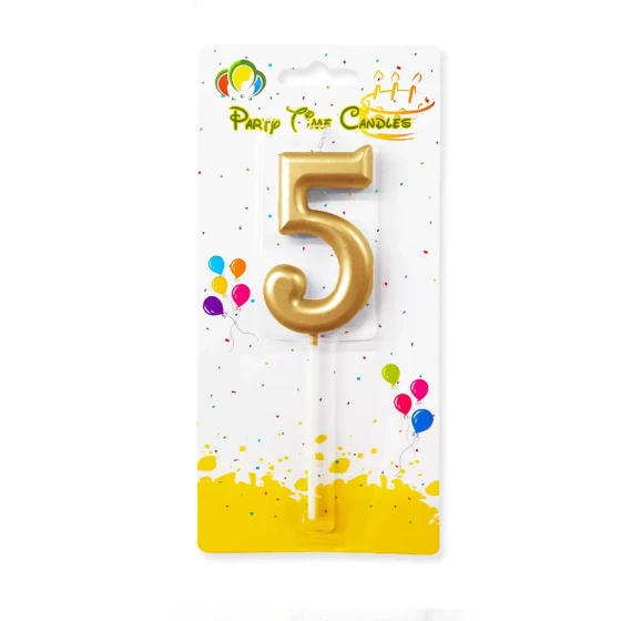 Number 5 Candle, Gold - Birthday Candle