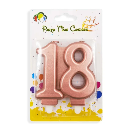 Number 18 Birthday Candle, Rose Gold