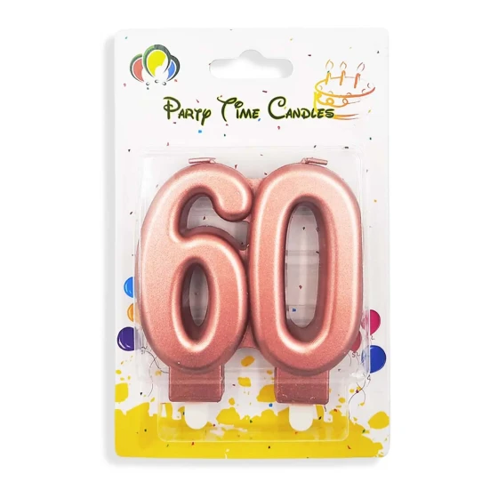 Number 60 Birthday Candle, Rose Gold