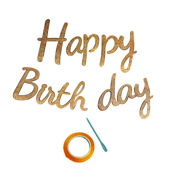 Glittery Rose Gold Happy Birthday Banner, Birthday Party Decorations