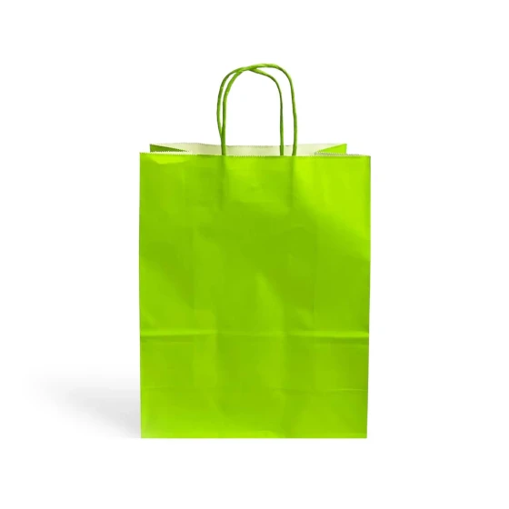 12-Pieces 33x26x12cm Light Green Kraft Bags - Party Favor Bag & Gift Paper Bag
