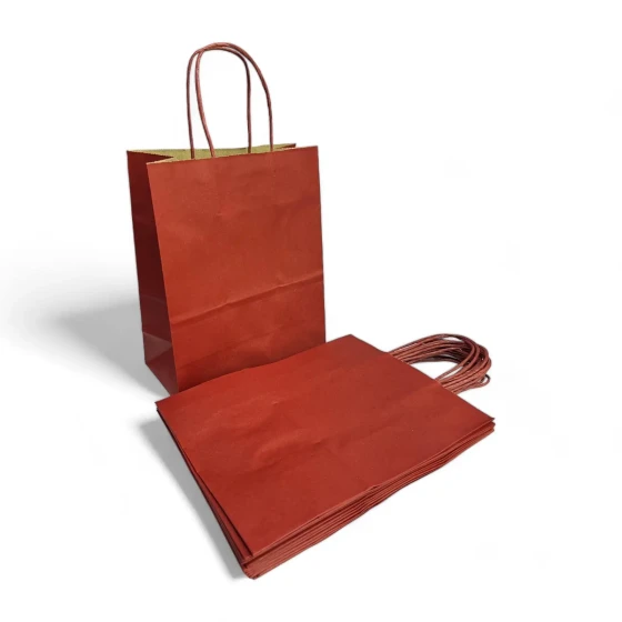 12-Pieces 27x21x11cm Burgundy Kraft Bags - Party Favor Bag & Gift Paper Bag