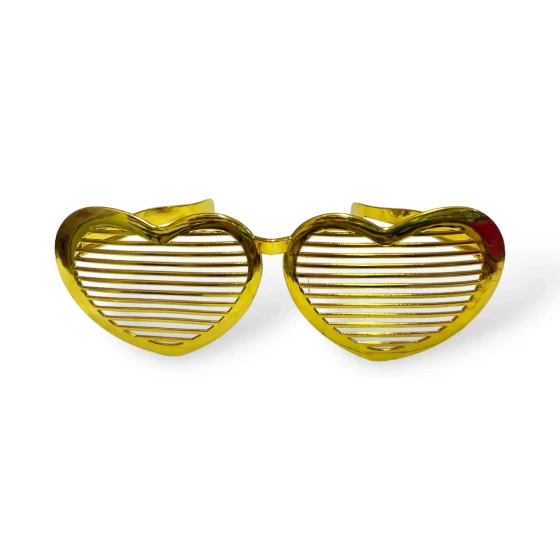 1pc Big Heart Shutter Glasses, Funky Funny Eyeglasses Photo Props - Gold