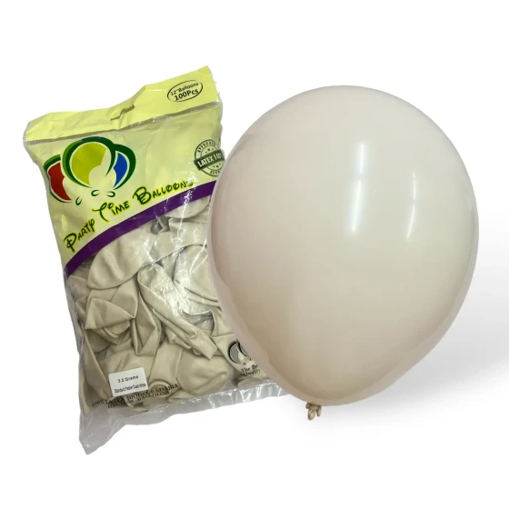 100pcs 12″ 3.2g Party Time Standard Dusk White Latex Balloons