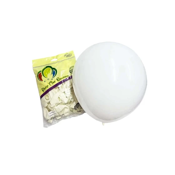 50pcs 10″ 2.2g Party Time Standard White Latex Balloons