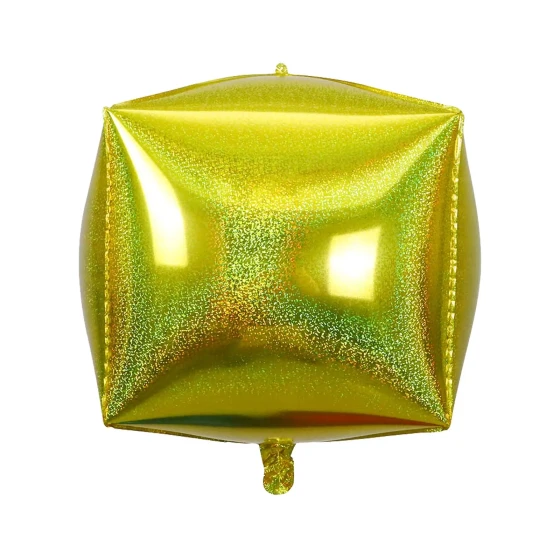 1pc 24″ Gold Holographic 4D Cube Foil Balloon