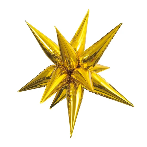 26inch Gold 10-Pointed Star-Burst Foil Balloons Set