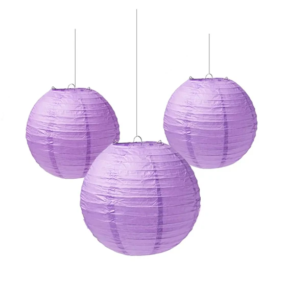 3-Pieces Lavender LED Paper Lanterns - Party Decoration