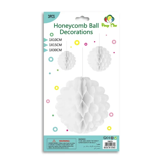 3-Pieces Set of White Hanging Honeycomb - Party Decoration