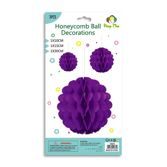 3-Pieces Set of Purple Hanging Honeycomb - Party Decoration