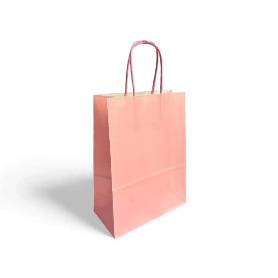 12-Pieces 22x15x8cm Light Pink Kraft Bags - Party Favors Bag & Gift Paper Bag