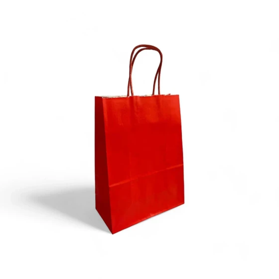 12-Pieces 22x15x8cm Red Kraft Bags - Party Favors Bag & Gift Paper Bag