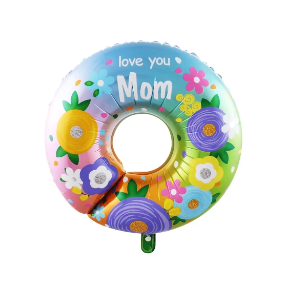 1pc 68x75cm Round Love You Mom Foil Balloon, Flowers