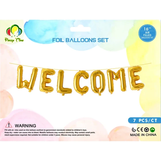 16″ Welcome Foil Balloon Set - Gold