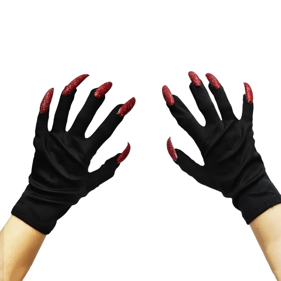 Pair of Glittery Red Fingernails Gloves- Halloween Costume