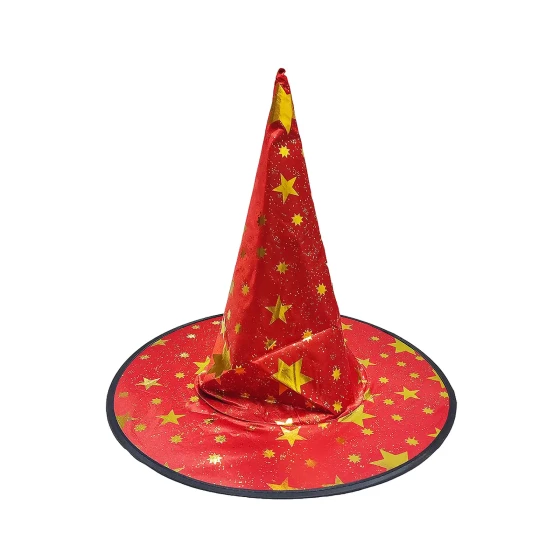 1-Piece Witch Hat, Stars Design Red - Halloween Costume